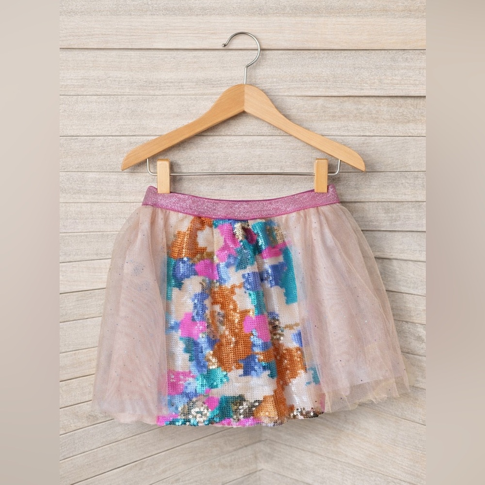 Cat & Jack Girls Sequin Tulle Skirt Pink Sparkle Party XS 4/5 NWT